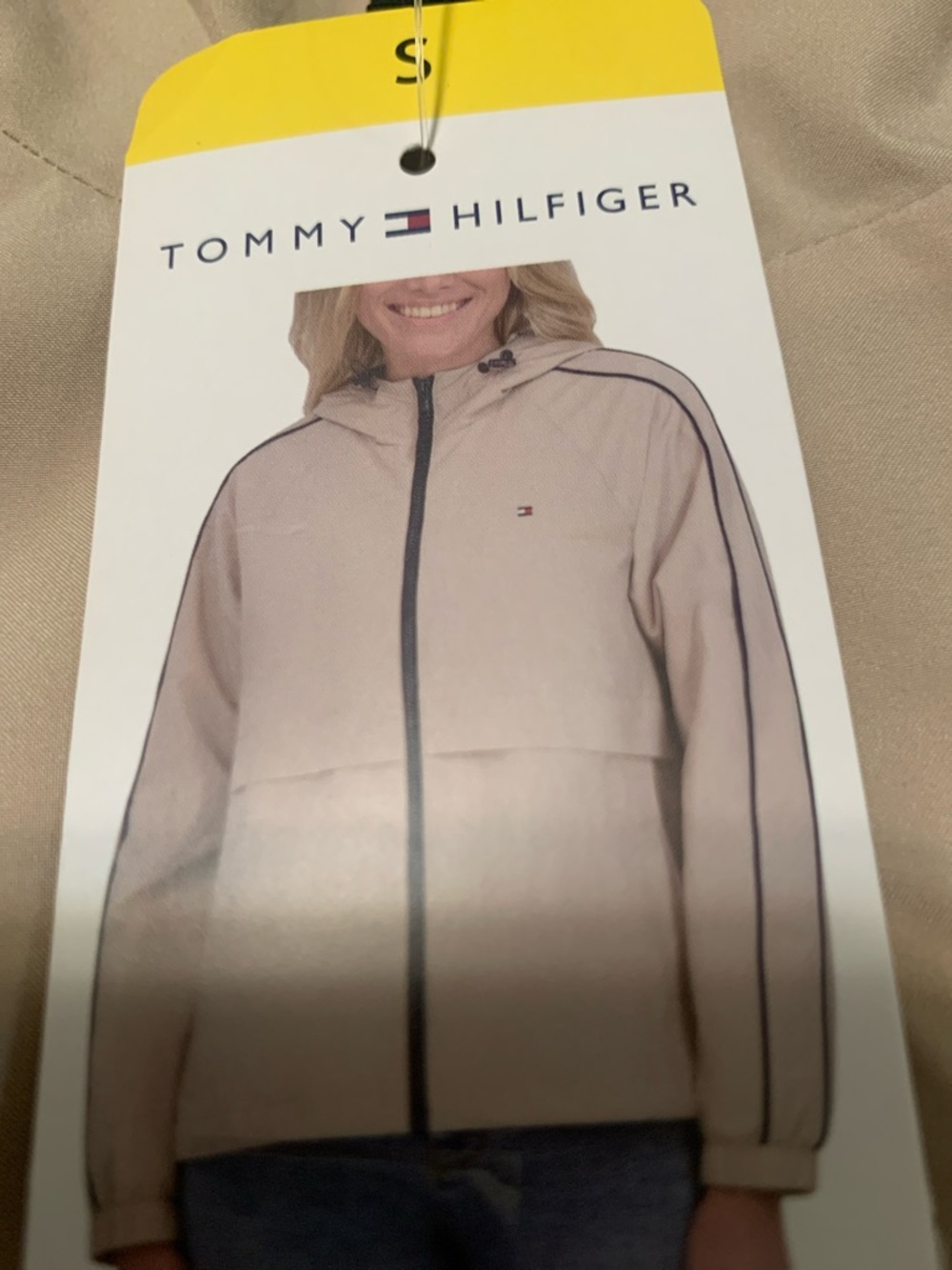 Tommy Hilfiger Women's Light Beige Hooded Bomber Jacket